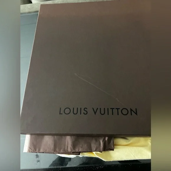 Louis Vuitton Dark Brown Box with Vibrant Red Ribbon